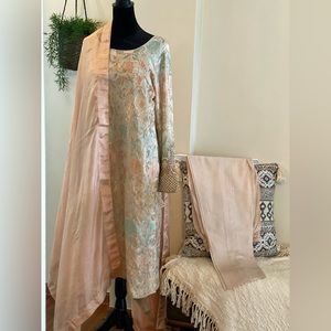 Beautiful jamawar with silk dress
